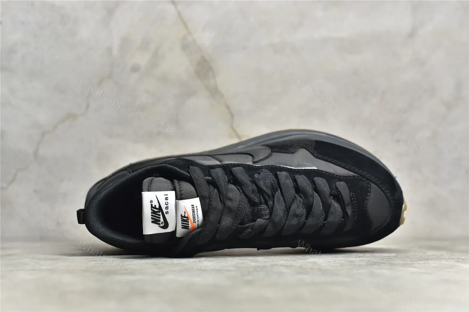 View 4 of Sacai × Nike VaporWaffle “Black and gum” Reps