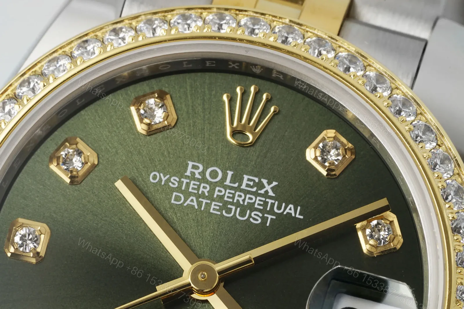 View 4 of Rolex Datejust Diamond Olive Green Dial Yellow Gold Diamond Bezel 36mm RLX-DJ-DIA-OLV36
