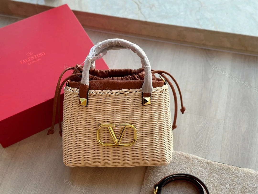 View 10 of VALENTINO GARAVANI WO VLOGO SMALL WICKER BASKET BAG BEIGE 25CM XW2B0K41YMP 43S