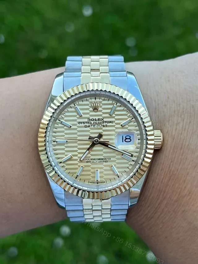 View 2 of Rolex Date Just 41mm Gold Dial Automatic Stainless Steel