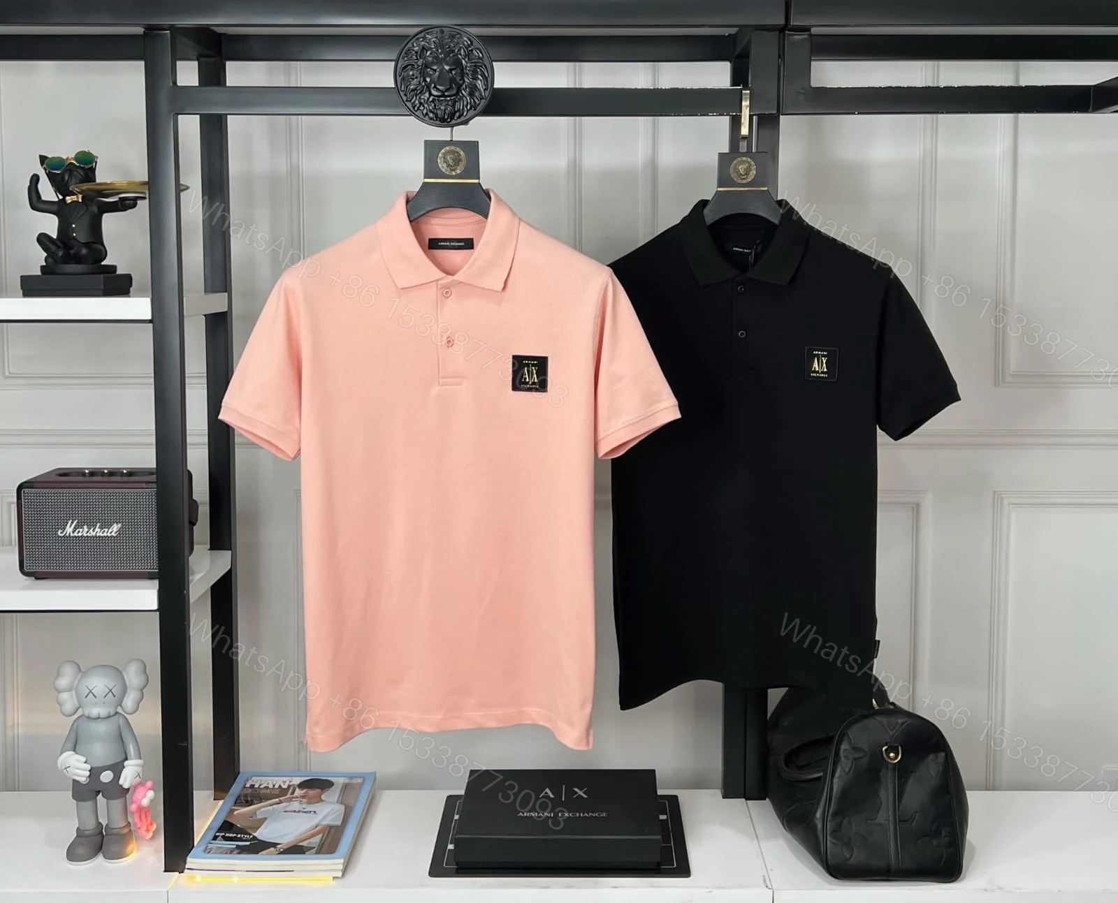 Armani Very Premium Nylon Polo Pink Black First Copy | AAA+ Replica — view 1