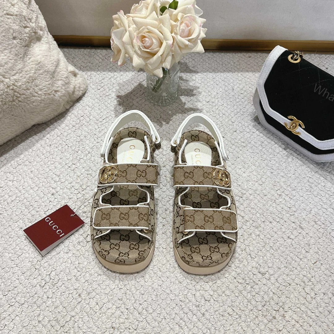 View 3 of GUCCI WOMEN’S SANDAL WITH DOUBLE G BEIGE 816630 FAD9F 9753
