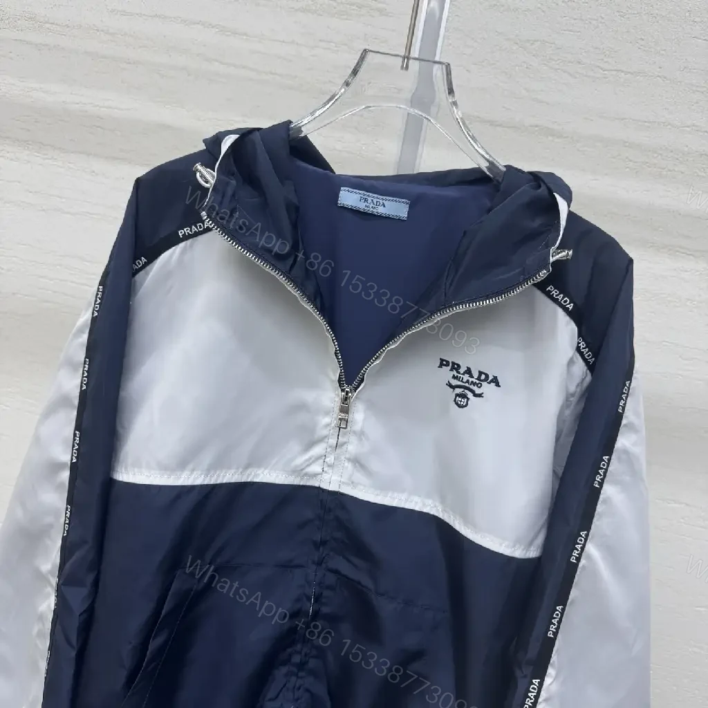 View 2 of Sporty Chic Windbreaker Set: Navy/Off-White, Premium Tech