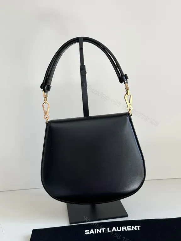 View 3 of Saint Laurent Black Leather Shoulder Bag with Gold Hardware