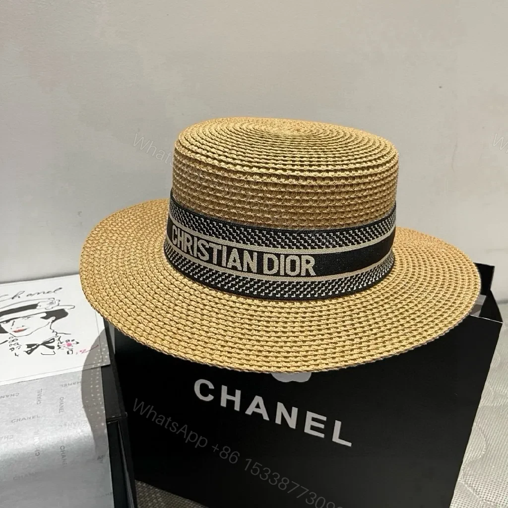 Straw Hat with Bold Dior Band – Structured, Sun-Proof Chic — view 1