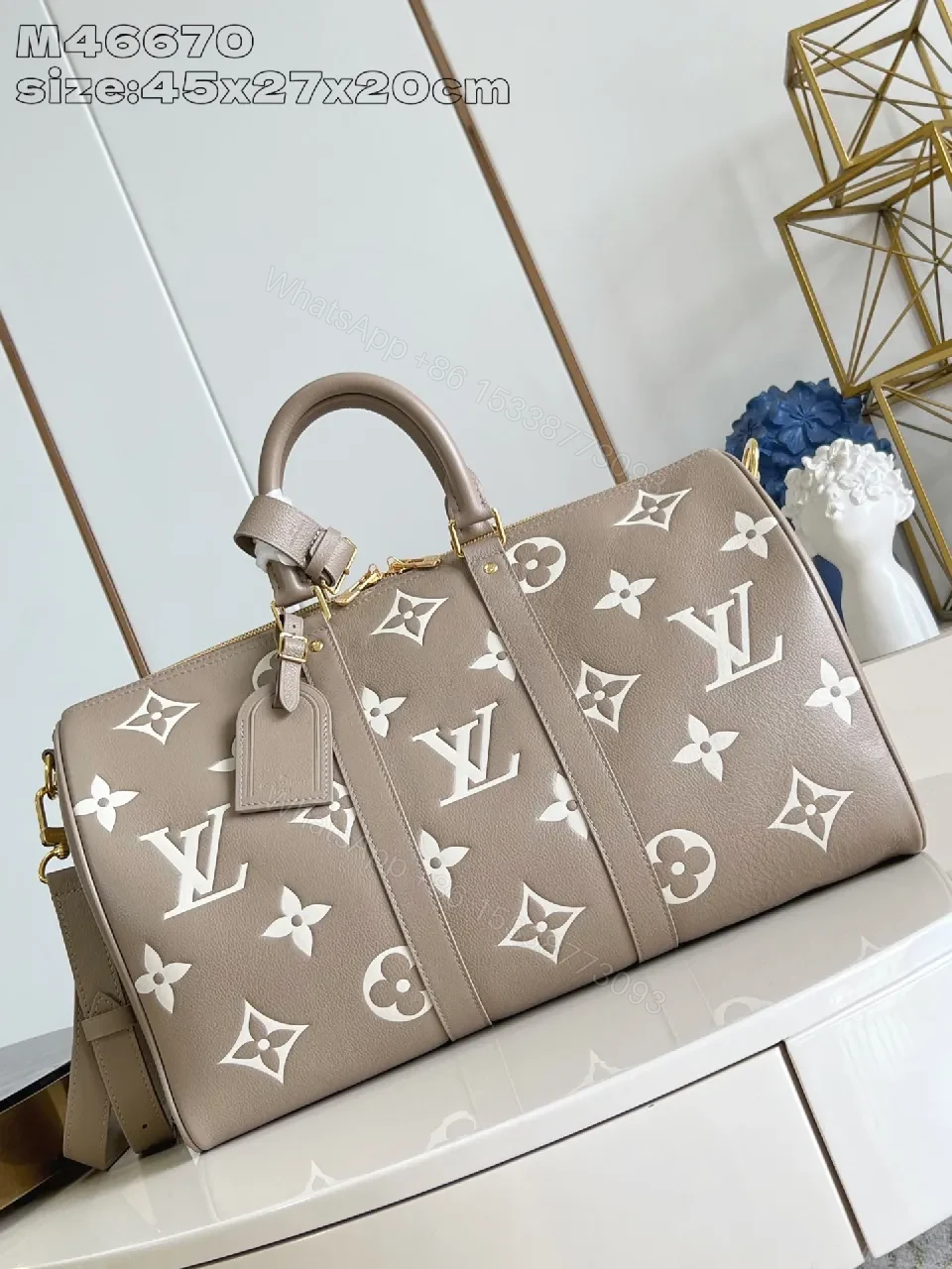 Taupe Canvas Weekender: Monogram Luxe, Structured Carryall — view 1