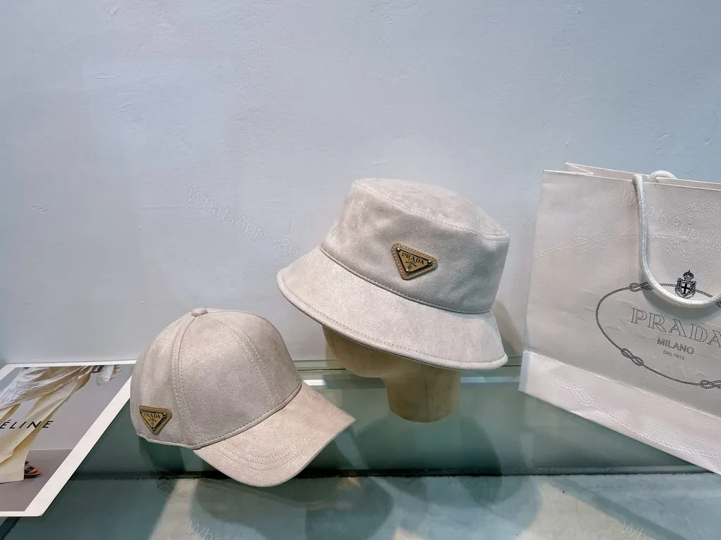 View 6 of Mist Gray Soft-Edge Bucket Hat with Prada Accent, Lux Casual