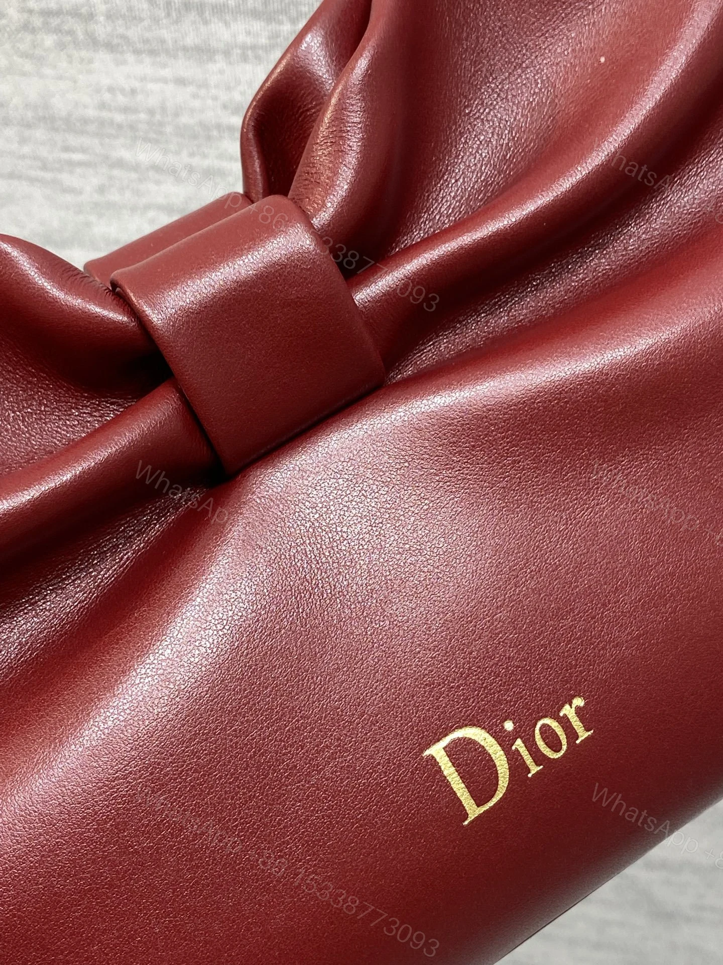 View 3 of Dior Bow Bag Small Burgundy