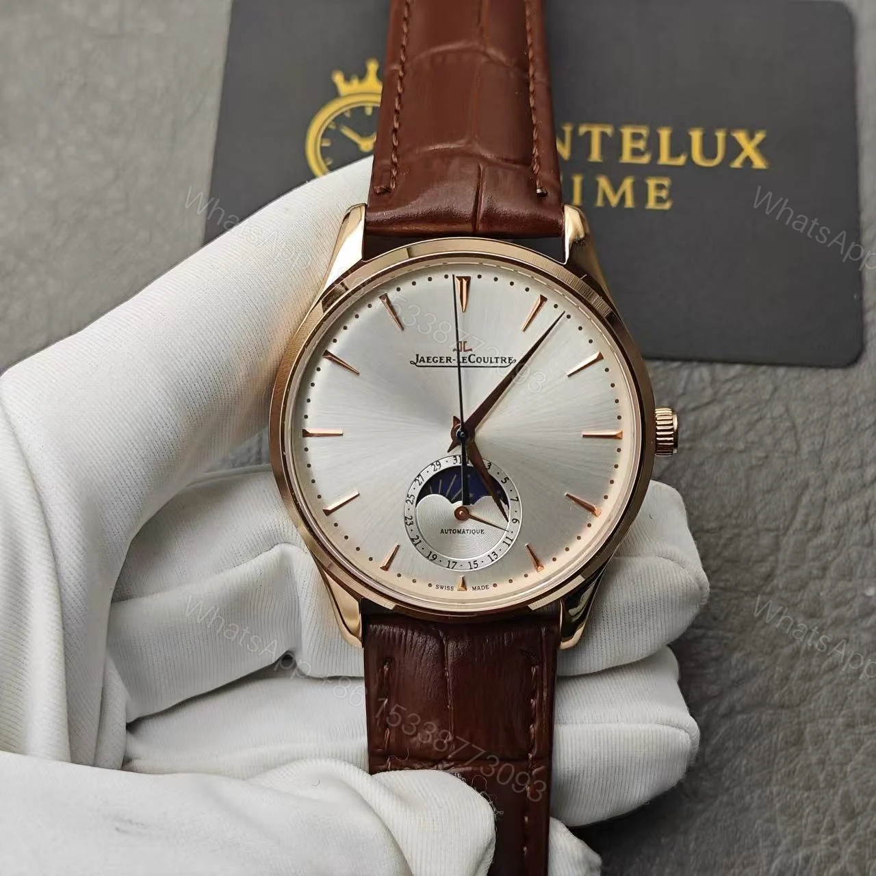 View 2 of Jaeger-LeCoultre Master Ultra Thin Moon Rose Gold Super Clone Replica