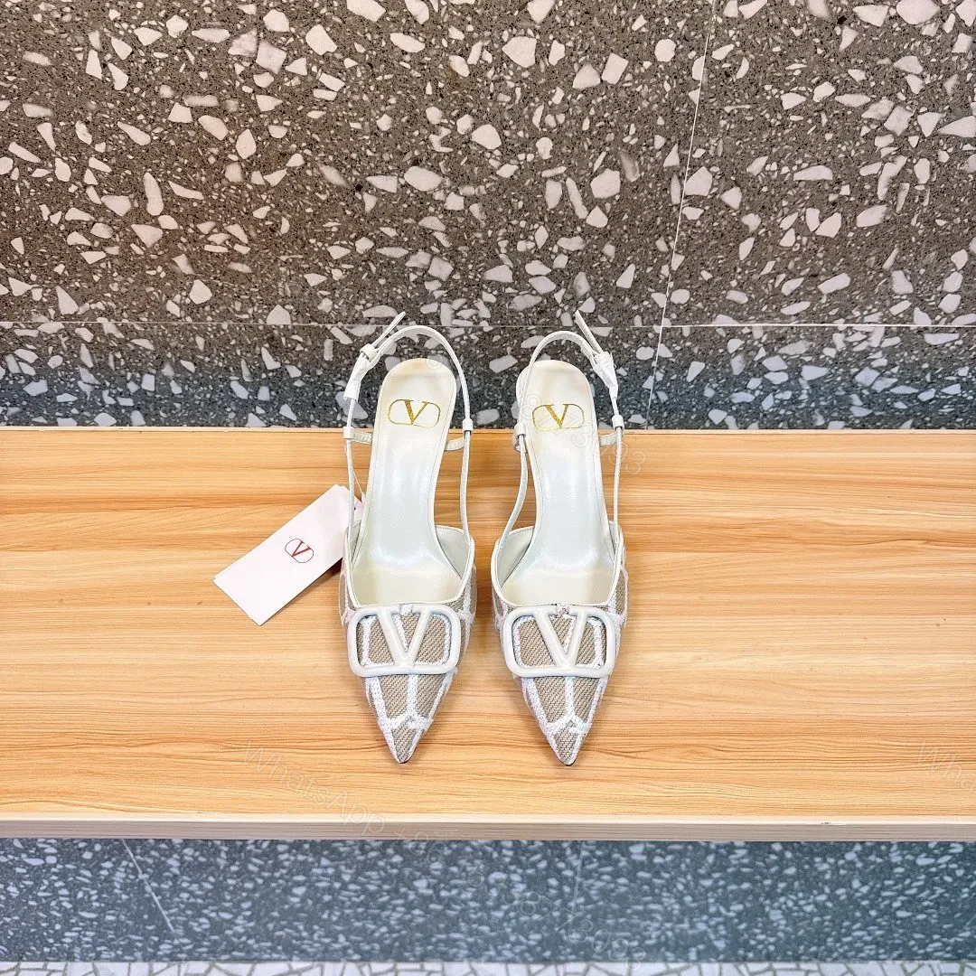 Valentino Women White Mesh Slingback Pumps — view 1