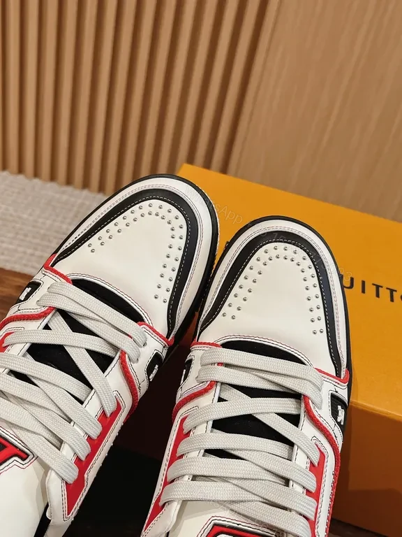 View 7 of Bold LV-Style Luxury Leather Sneakers with Signature Accent