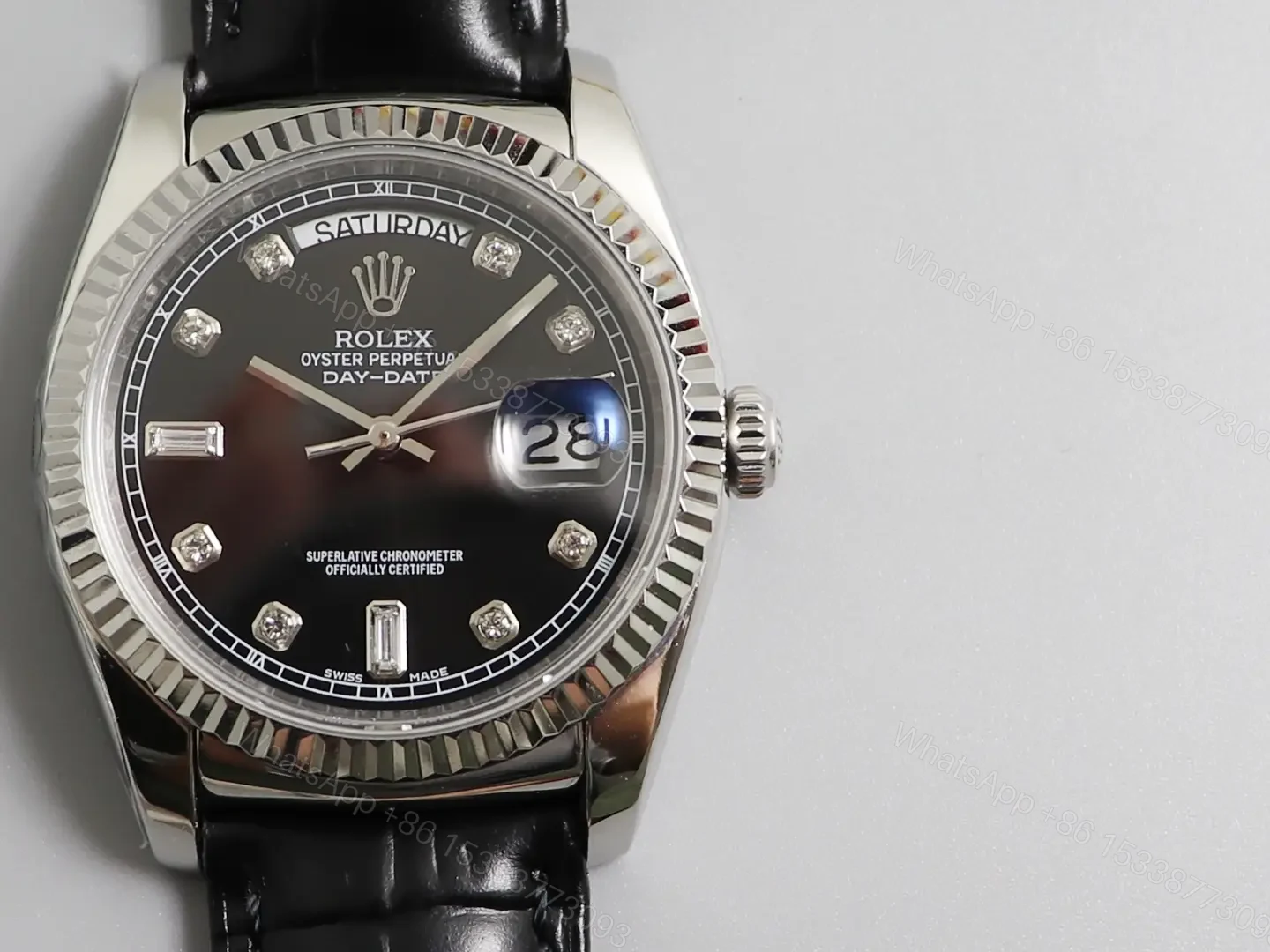 View 3 of Fake Rolex Day-Date Black Diamond White Gold 218239-ROLEX-DD36-WG-BLK36mm