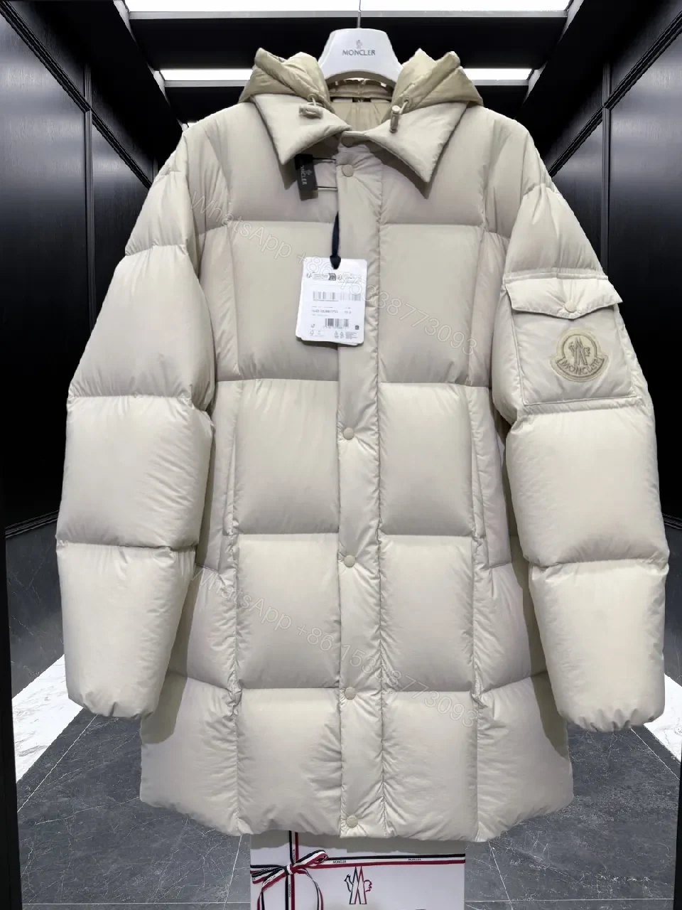 View 7 of Off-White-Trim Puffer Coat: Ultra-Warm, Subtle Luxury