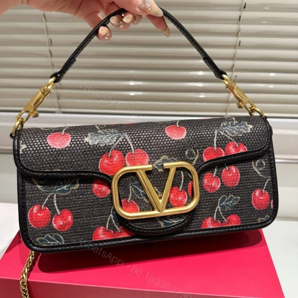 View 3 of VALENTINO GARAVANI LOCÒ CHERRYFIC MOTIF SHOULDER BAG BLACK 26CM