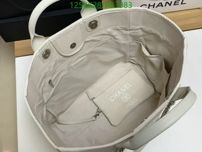 View 5 of Chanel Deauville White Medium Tote Bag RB39831