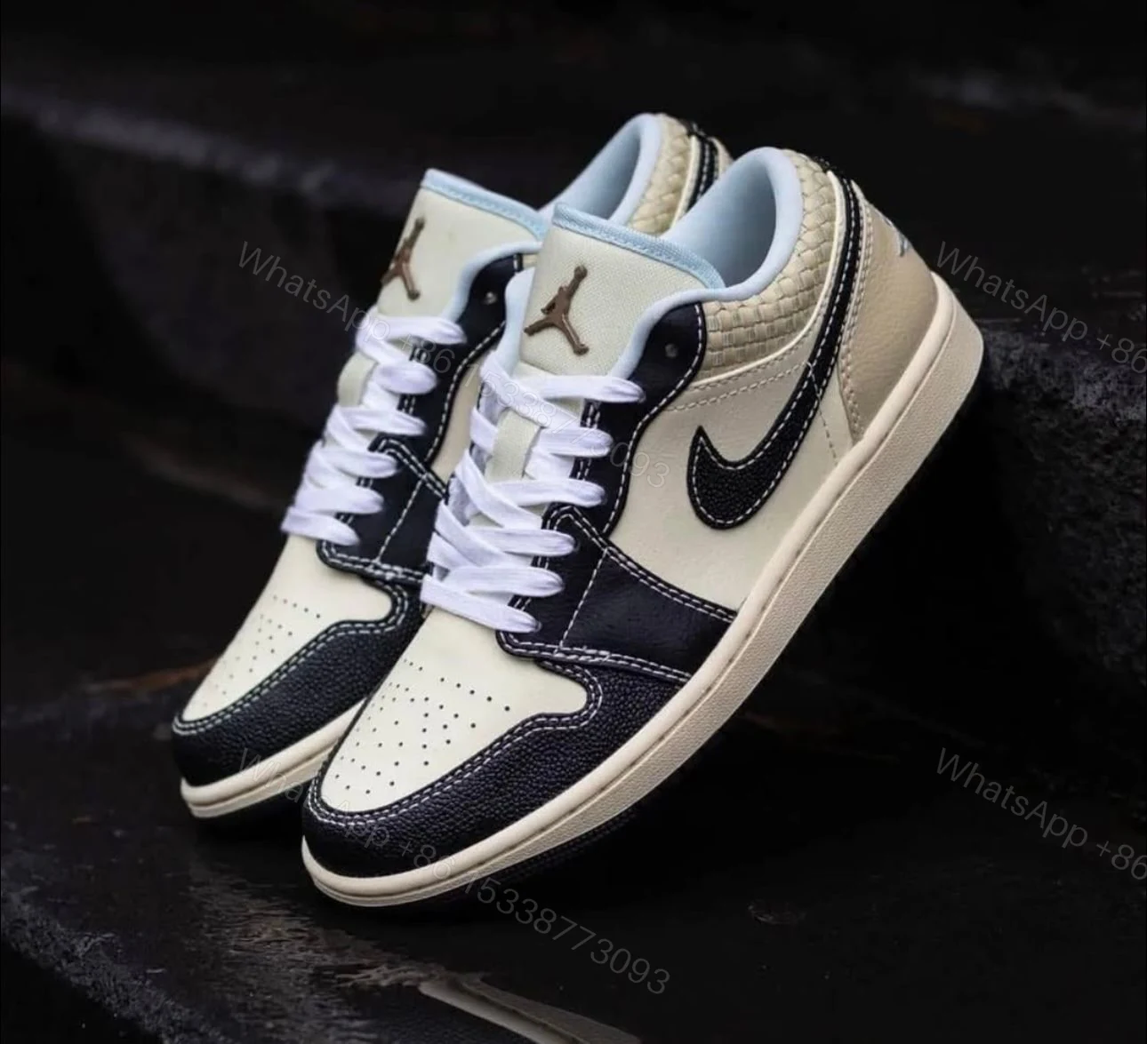 View 4 of FIRST COPY Nikee Air Jordan 1 Low SE COCONUT MILK BLACK