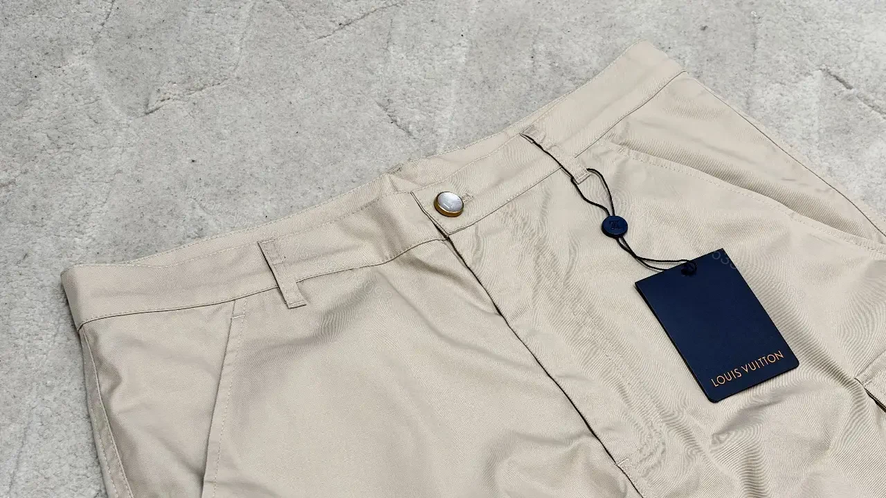 View 3 of Beige Nylon Cargo Shorts with Louis Vuitton Tag