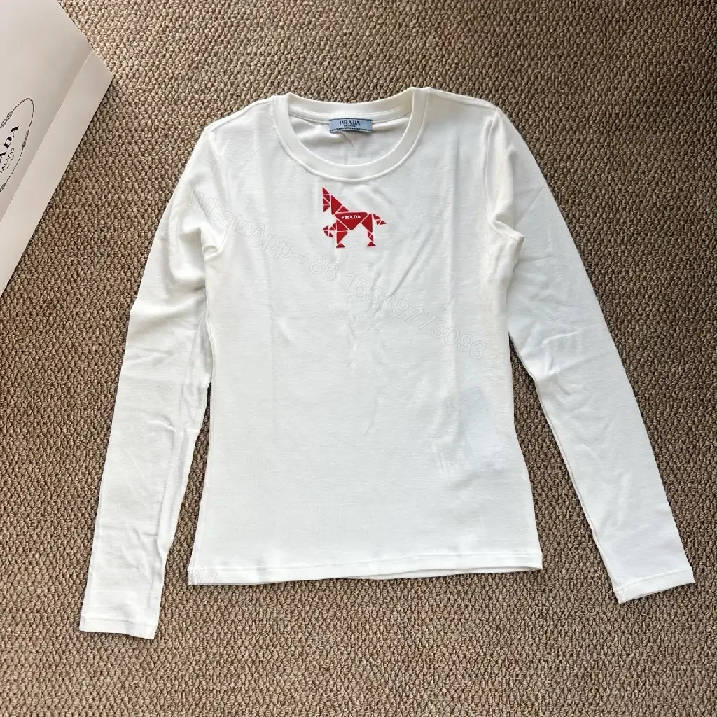 View 2 of Geometric Dog Knit Tee: White, Premium Minimalist Style, Durable Comfort