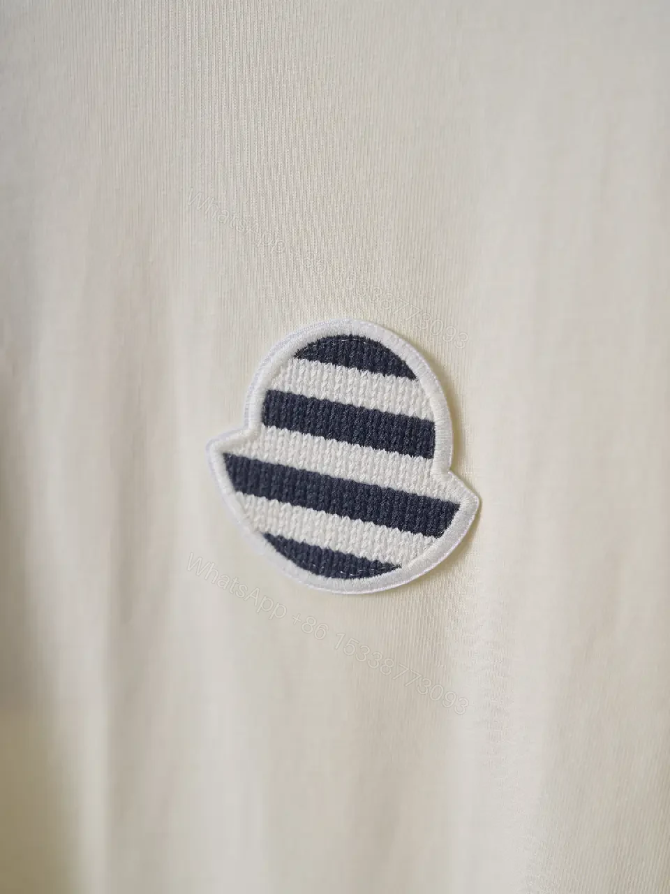 View 11 of Off-White Cream Short-Sleeve Crew Neck T-Shirt with Patch Feature