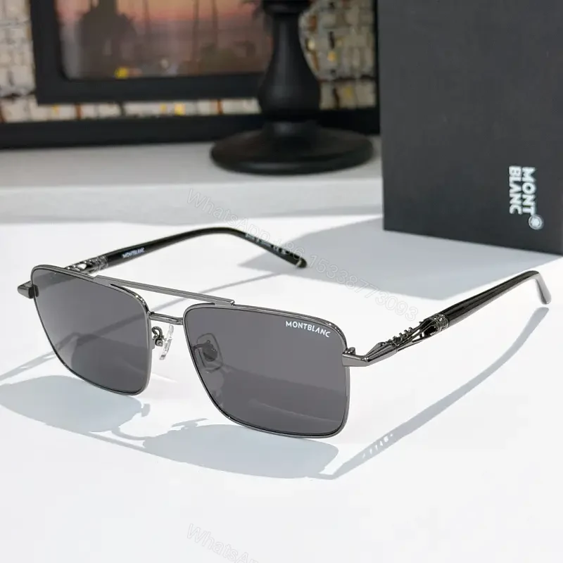 Gunmetal Minimalist Sunglasses, Polarized, Modern Square Frame — view 1