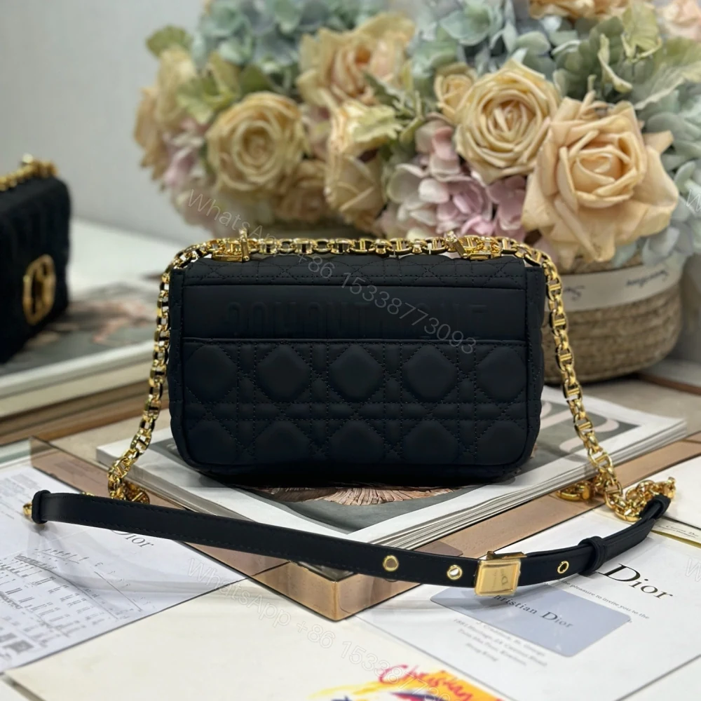 View 5 of 高仿Dior*Caro系列M9240M901小牛皮鏈條包黑金小號免檢版