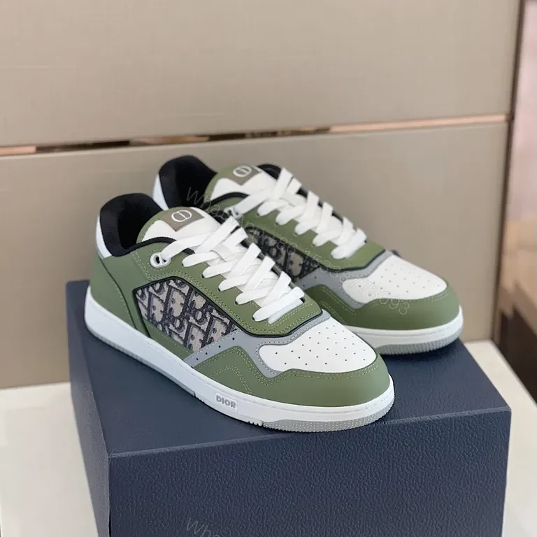 View 6 of Olive White Luxe Low-Top Sneaker with Signature Panel