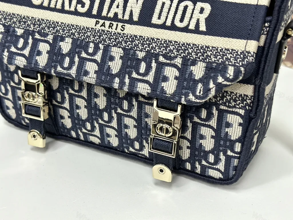 View 6 of Patterned Lux Canvas Messenger Bag â€“ Dior-Inspired, Signature Strap