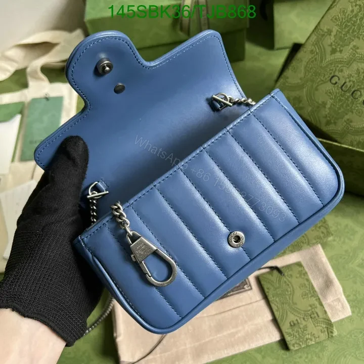 View 35 of Gucci Super Mini Bag in Blue Matelassé Chevron Leather with Silver-Toned Hardware 496474