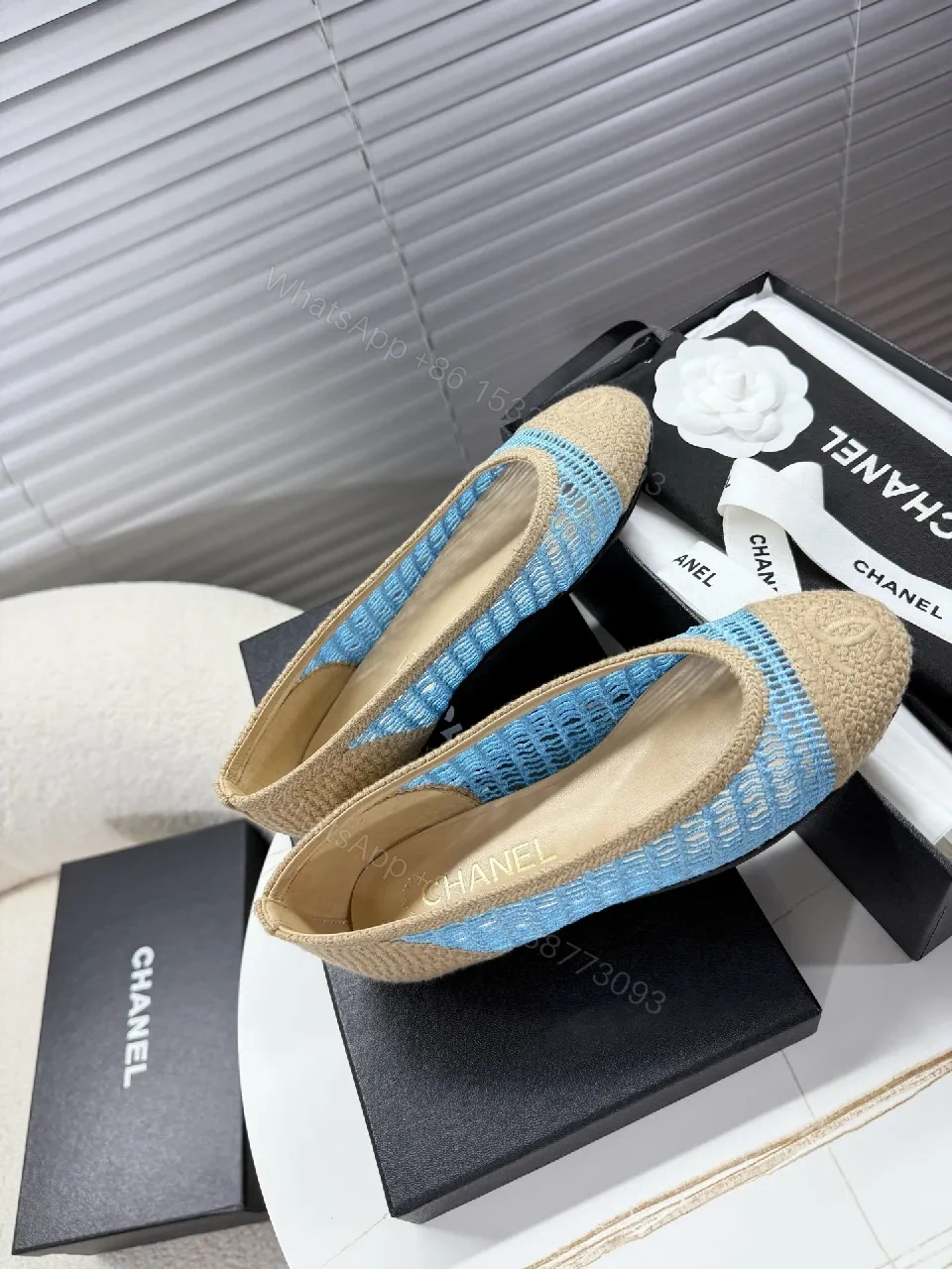 View 7 of Textured Denim Espadrille Flats with Jute Accents, Casual Luxe Flat