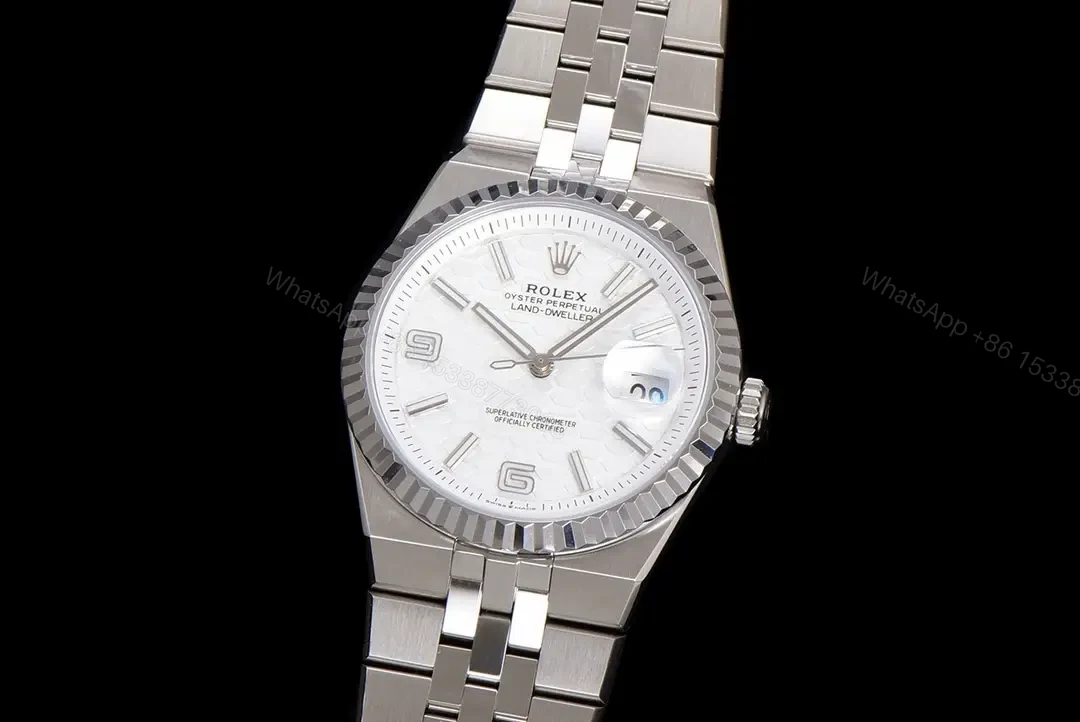 View 3 of Rolex Land-Dweller 36 Oystersteel – White Gold White Dial Flat Jubilee 127334-0001