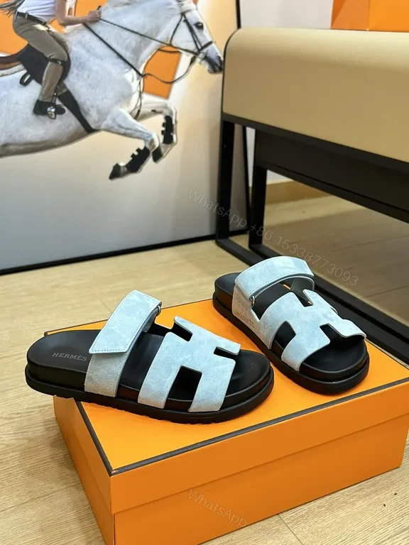 View 6 of Chic Strappy Slides - Leather-Like, Signature â€œHâ€ Touch, All-Day Comfort