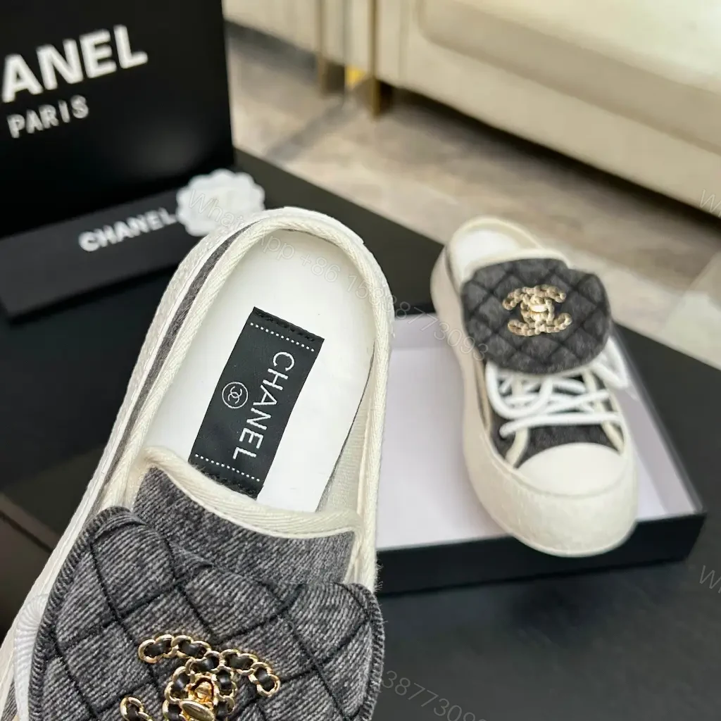 View 3 of Denim Slip-Ons: Luxe Crest Quilted Slip-On Sneakers