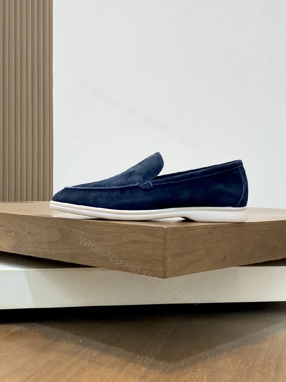View 4 of Navy Suede Slip-Ons: Textured, Everyday Comfort