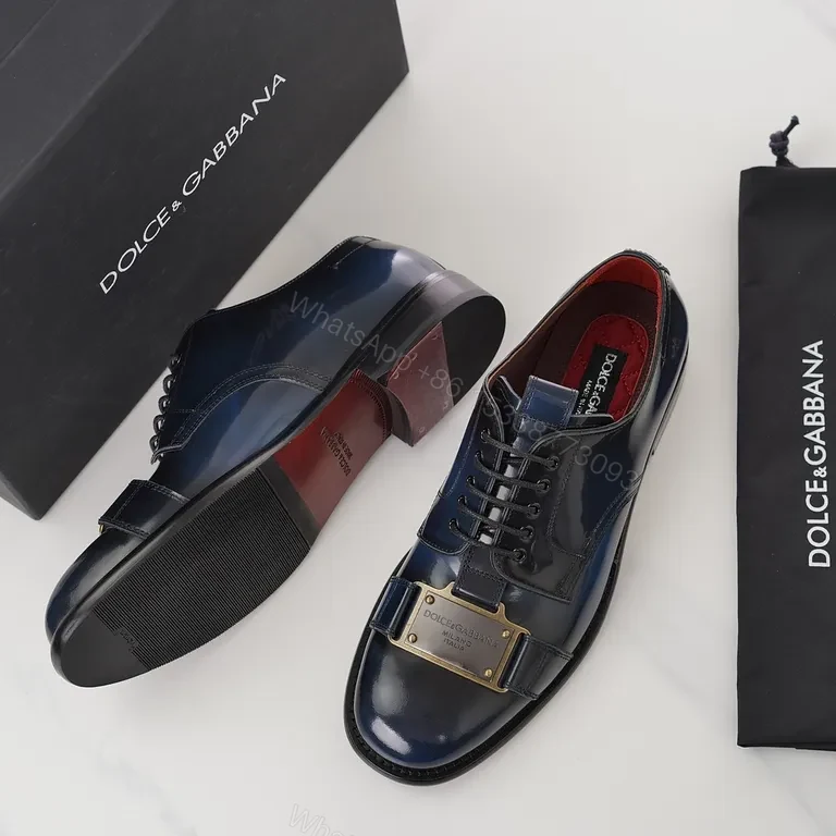 View 6 of Navy Patent Monk Strap Oxford by Dolce & Gabbana