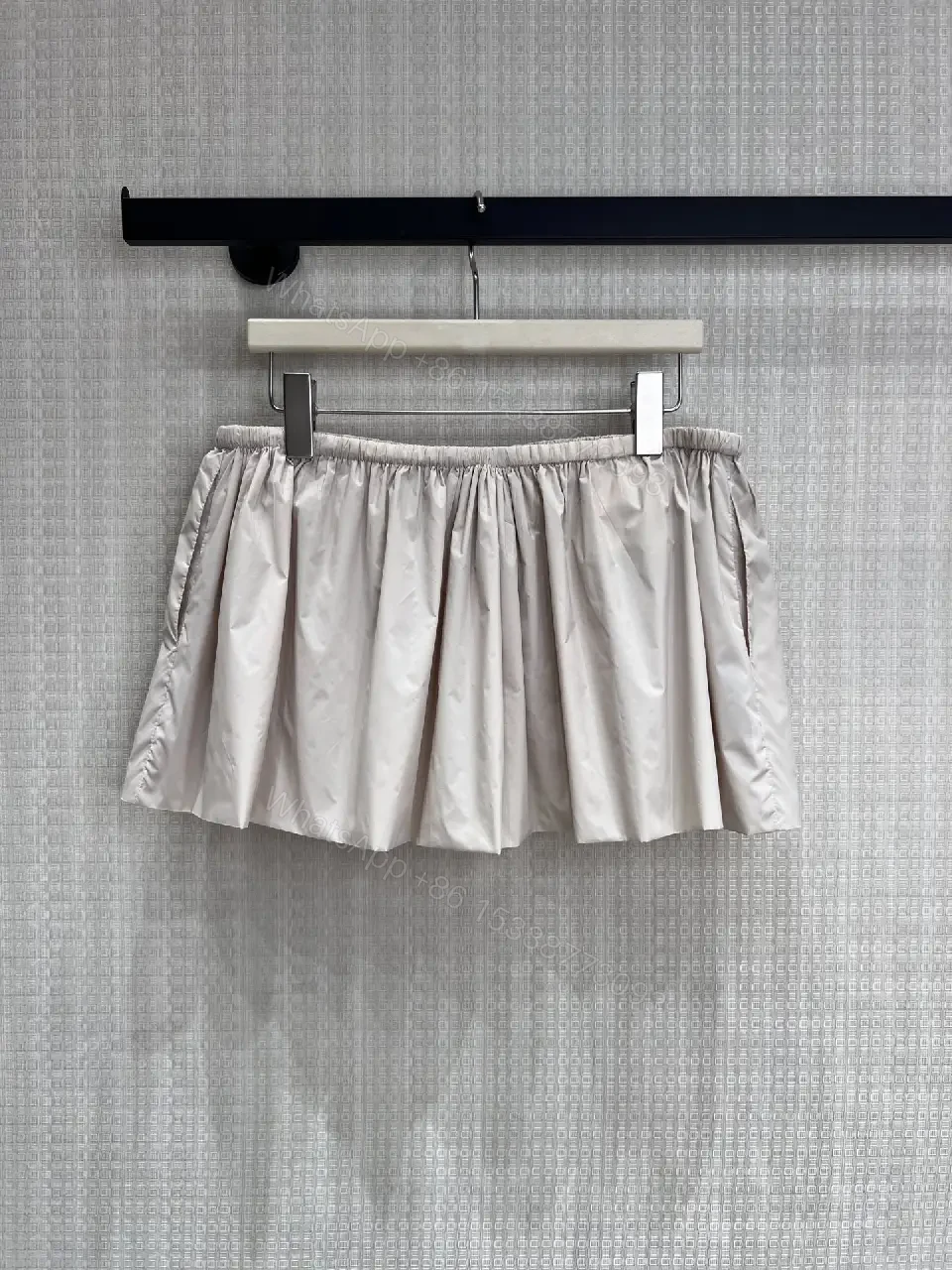 View 4 of Beige Nylon Short Skirt Drawstring Key Feature: Miu Miu Style