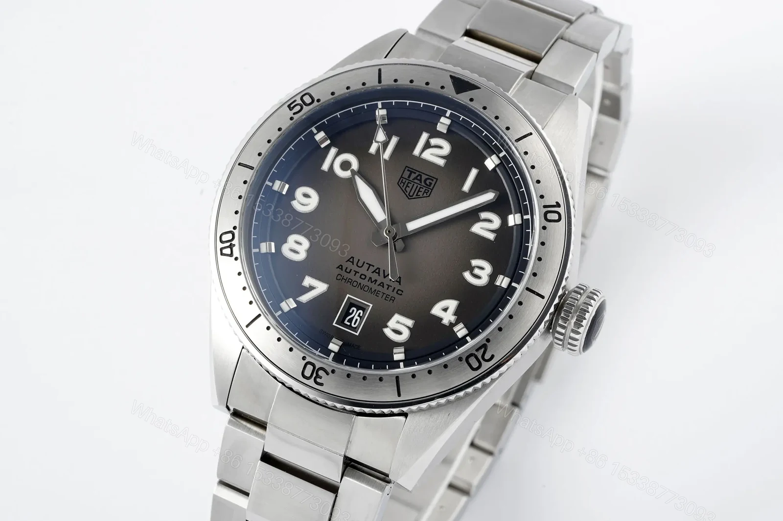 View 8 of V6 Factory TAG Heuer Super Series Watch – Grey Dial, Stainless Steel, Formal and Casual Style, 100m Water Resistance