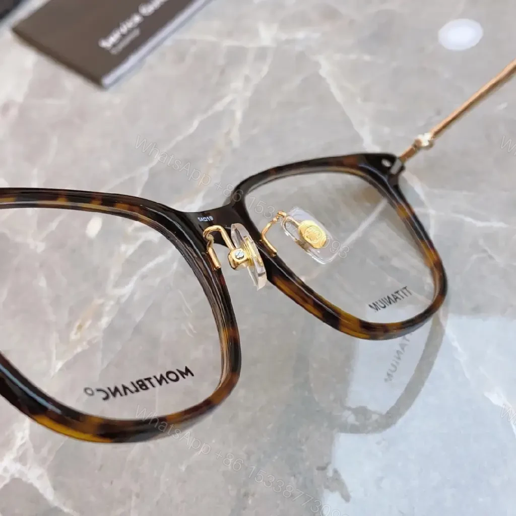 View 3 of Bold Titanium Glasses: Black & Gold, Modern Round-Square Frame