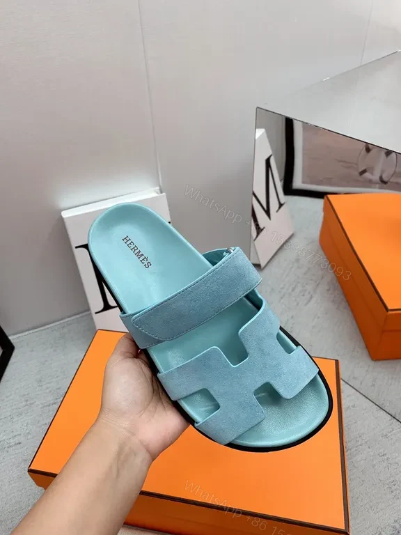 View 6 of Powder-Blue Suede Sandals + H-Cut Straps + Luxury Comfort Sandals