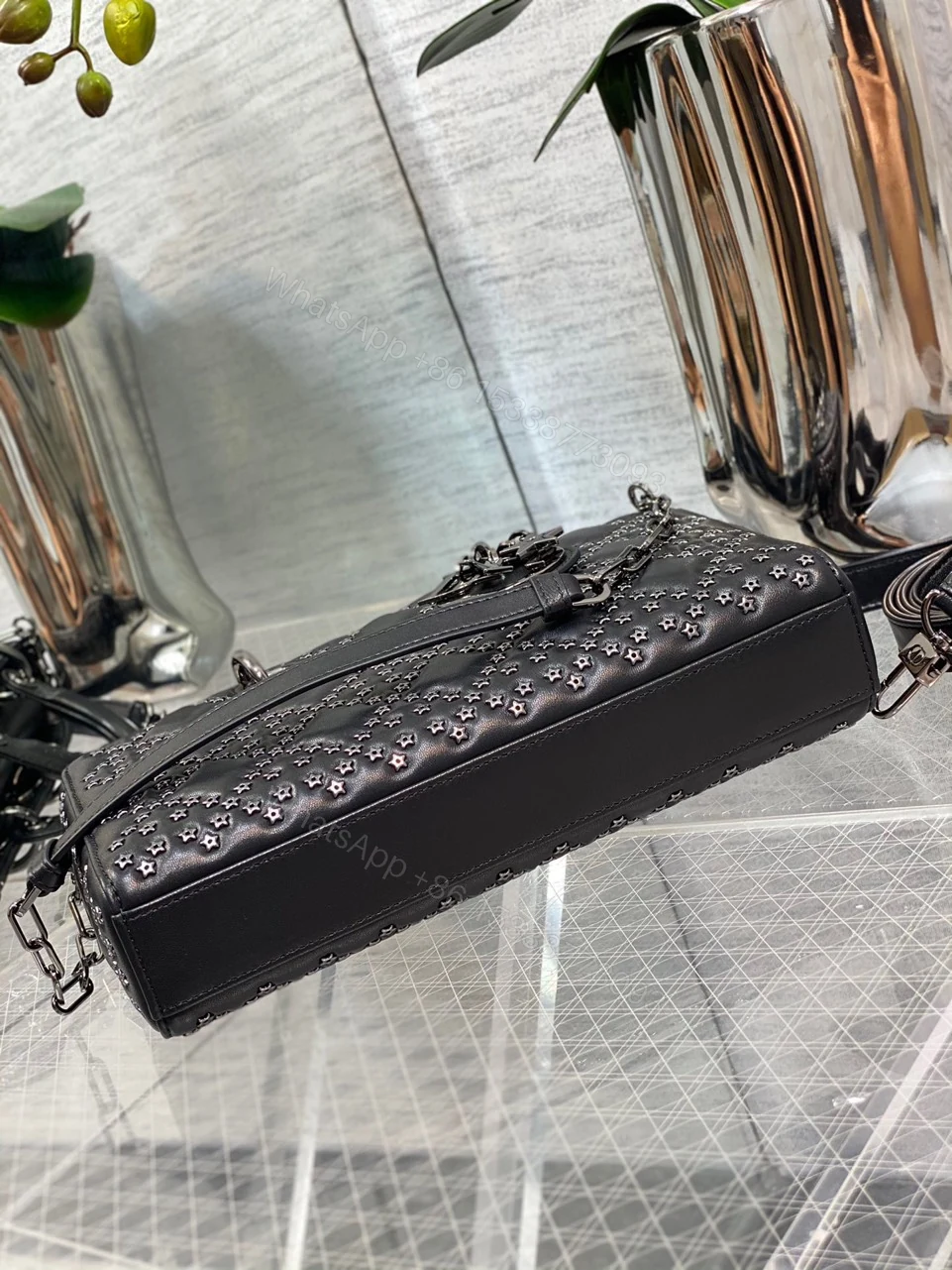View 6 of Dior D-Joy Super Premium Black Handbag With Star Studs 26cm
