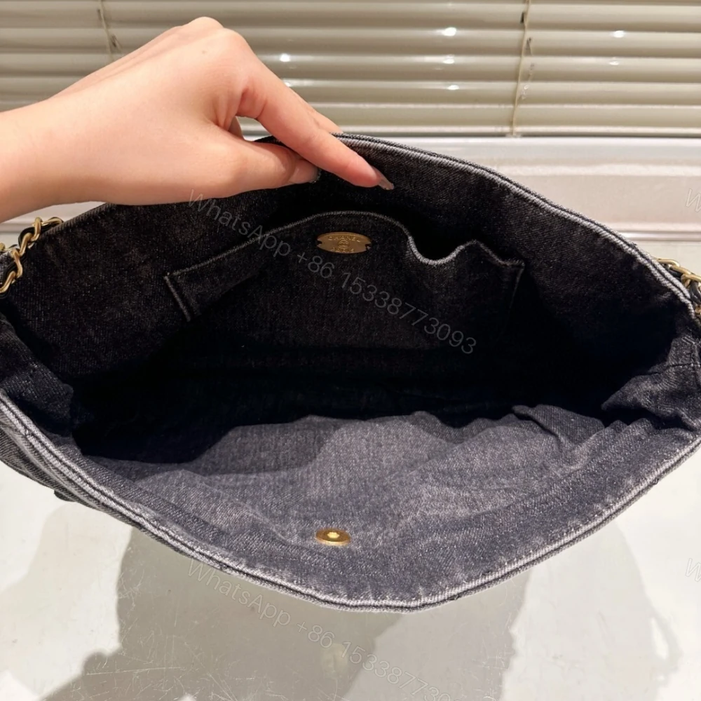 View 6 of Chanel Maxi Flapbag Washed Denim And Gold Tone Metal Black 30Cm