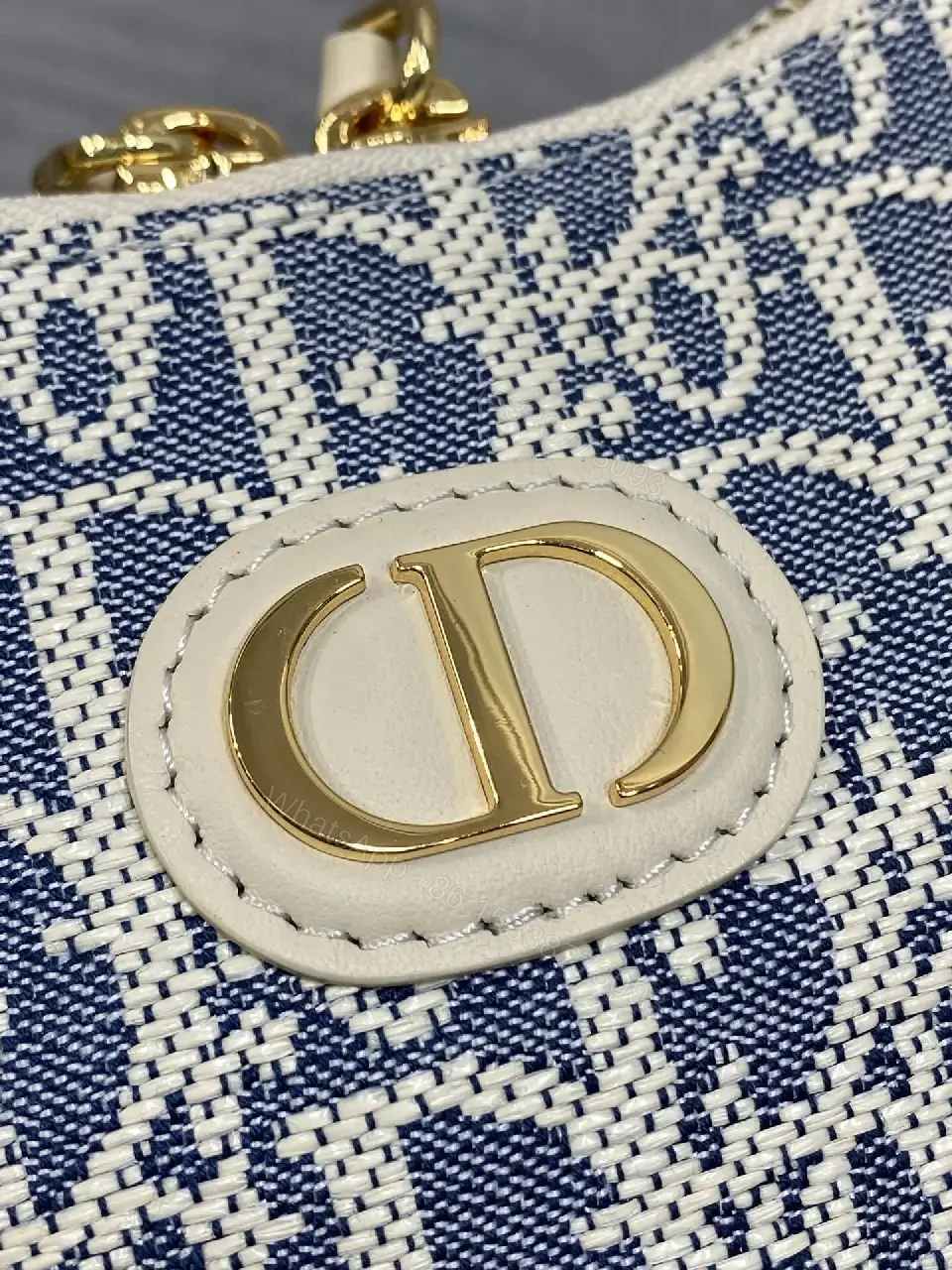 View 4 of Chic Denim‐Texture Satchel: Structured, Gold‐Accent Crossbody