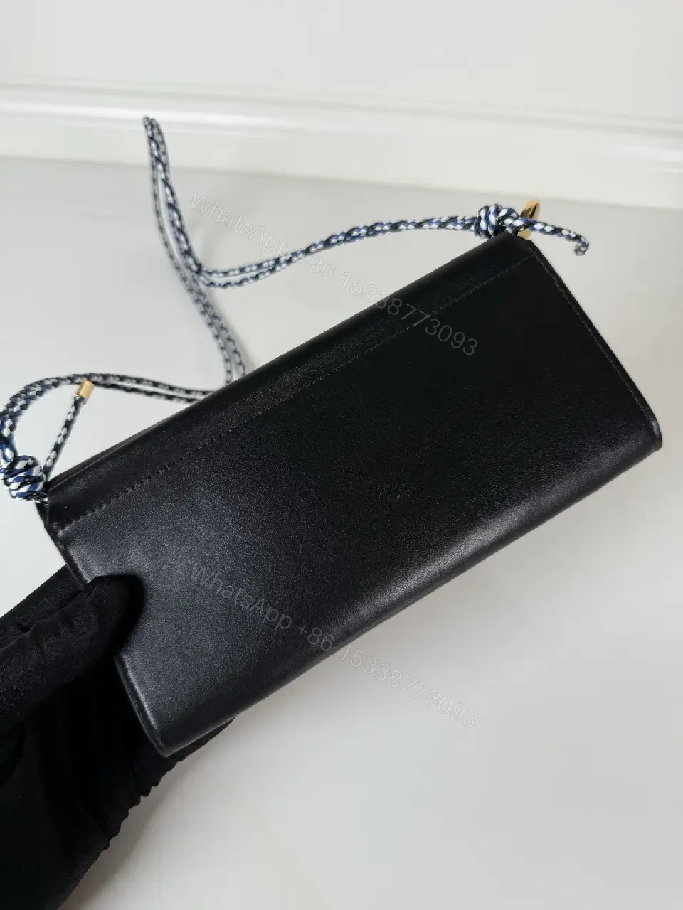 View 10 of Chic Black Leather Chain Wallet — Compact Luxury Clutch