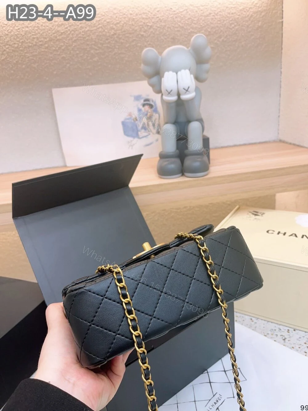 View 5 of Chanel 22B Flap Bag With Gold Hardware Top Handle Black 21Cm AS2431