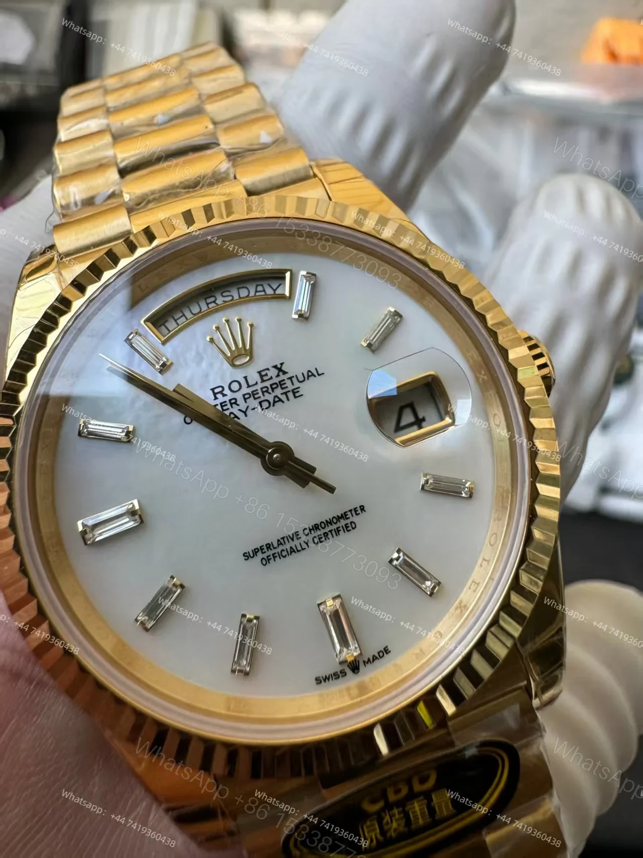 View 8 of Rolex Day-Date M228238-0071 1:1 Replica White Dial 40MM 3255 Movement Presidential Bracelet Super Clone Watch