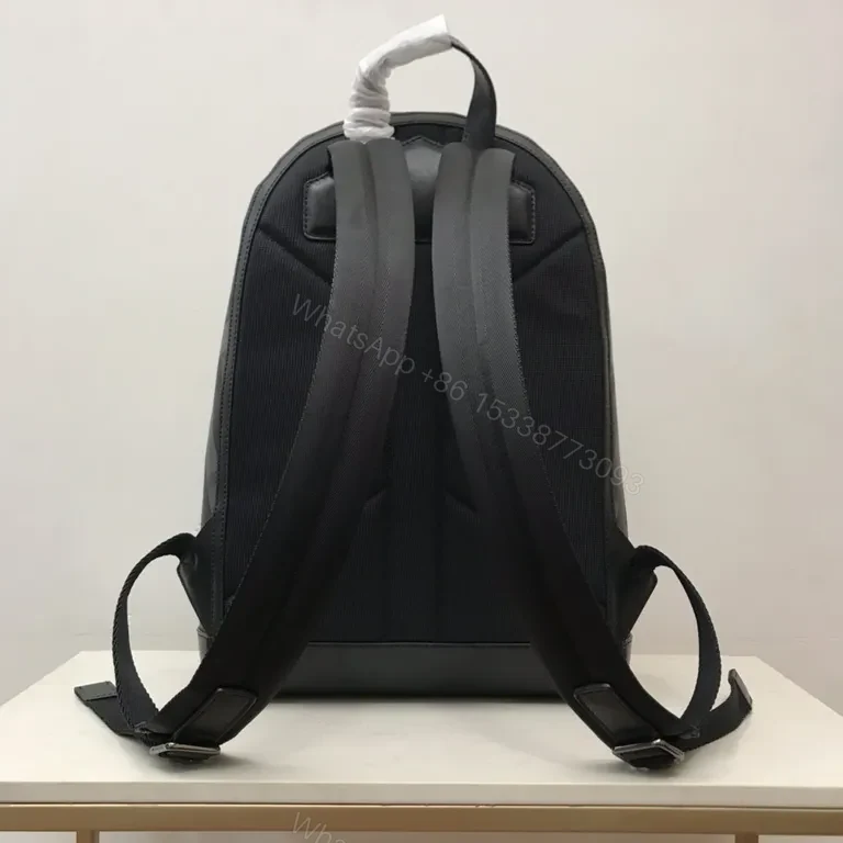 View 4 of Burberry-inspired City Backpack: Leather Trim, Coated Canvas, 15" Laptop Ready