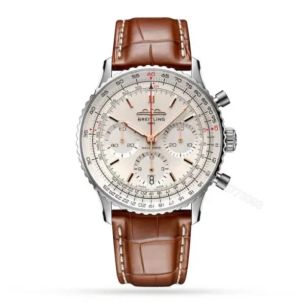 Replica Breitling Navitimer Automatic Silver Alligator Watch AB0139211G1P1 — view 1