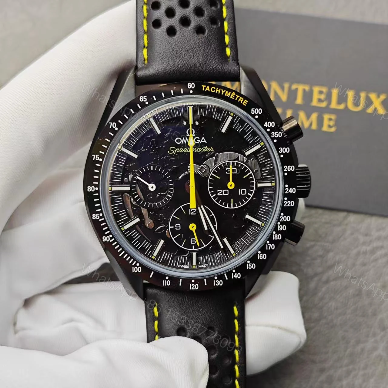 View 15 of Replica Omega Speedmaster Men Automatic Black Leather Watch O31192443001001