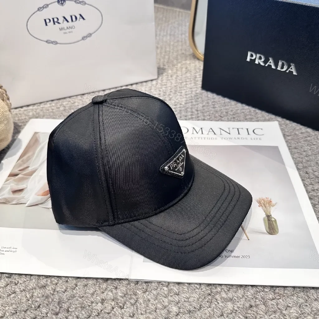 View 9 of Black Structured Cap, Minimal Prada Emblem, Premium Streetwear