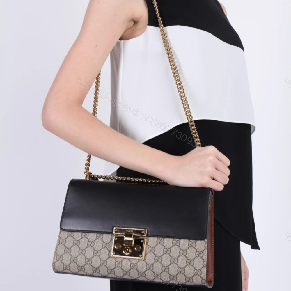 View 8 of Gucci Padlock Medium GG Shoulder Bag Beige Supreme Canvas 30cm GG 409486