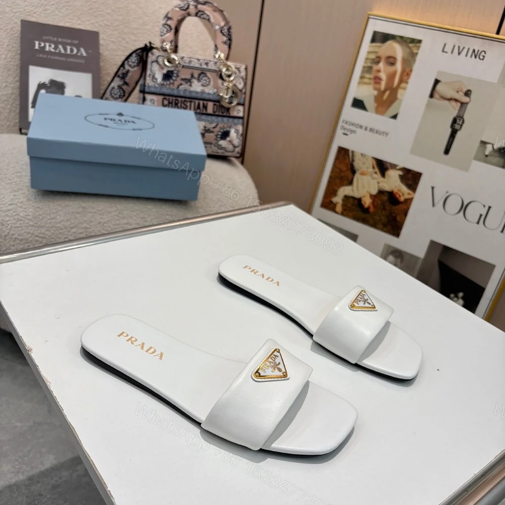 View 3 of PRADA LEATHER SLIDES WHITE 1XX355 070 F0009 F D005